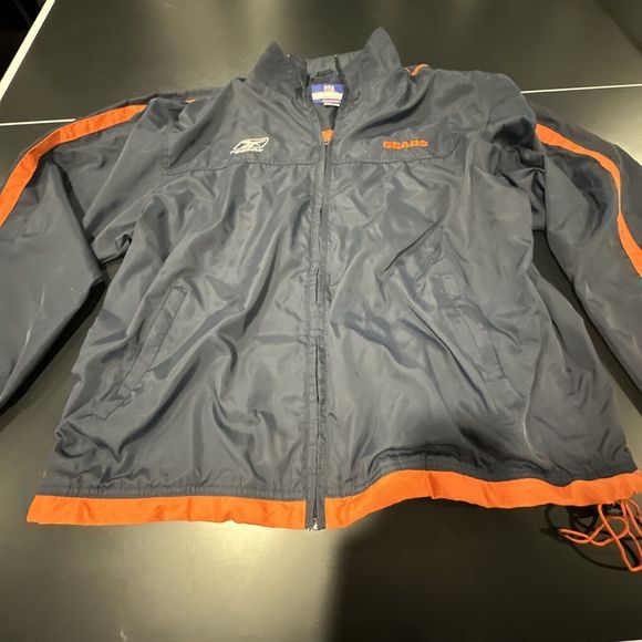 Chicago Bears NFL Team Apparel On Field Mens Large Reebok Zip Jacket Blue/Orange - Picture 6 of 10